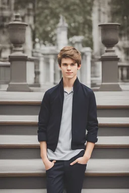 A portrait of a young pretty male politican in his teens