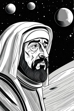 A drawing about Sheikh Zayed and space