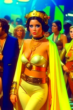 [Tara King , The Avengers, Linda Thorson ] Tara King , in princess Leia's slave costume of the Return of the Jedi, close to Jabba the Hutt.