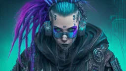 portrait of a hacker cyber punk goth character