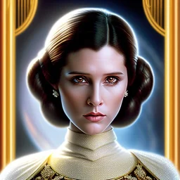 pltn style, beautiful photorealistic princess leia, hazel iris, tall, slender, long hair, smooth, flawless skin, deep, mysterious eyes, white and gold gown, intricate beading, sparkling jewels, diamonds, rubies, regal, dignified, graceful, fluid, ethereal quality, light steps, roses, jasmine scent, shimmering light, spirit, hope, joy, mortal, extraordinary beauty, charm, mystery, legend, fascination, cute big circular reflective eyes, Pixar render, unreal engine cinematic smooth, intricate