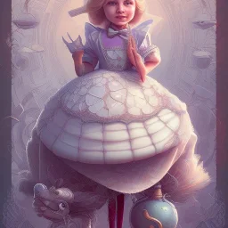 "Alice in the wonderland",dressing Disney style,hairstyle Disney style, detailed eyes, elegant,sarcastic smile, by artgerm,Chie Yoshii,Brian Kesinger,Gediminas Pranckevičius,Kilian Eng,reg Rutkowski,Disney