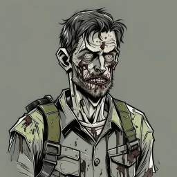 zombie, dead, portrait,,comic book, post-apocalypse, gray background,