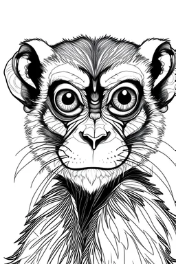 Outline art for Vervet moncky ,color book, sketch style, white background,clean lines,no shadows and we'll uotlined, low details