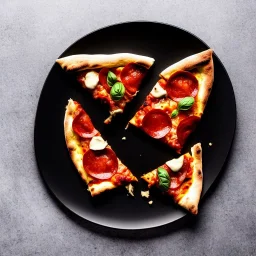 pizza on plate, coca cola glass, black background