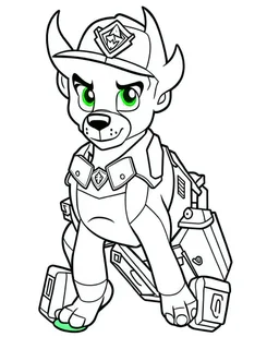 outline art for Paw Patrol coloring page, full body (((((white background))))), only use an outline., real style, line art, white color, clean line art, white background, Sketch style