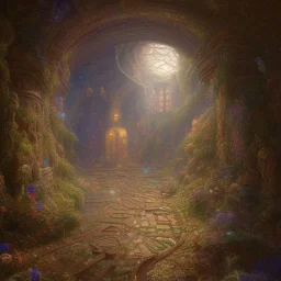 A luminous and magical trapdoor made of light, people standing in front of it and passing through the portal to enter another world, Peter Merbacher, Thomas Kincaid and Raphael Lacoste, masterpiece, illustration, many details, small details, intricate, popular at the station Art, painting with details and full HD components, 4K, 8K, 16K