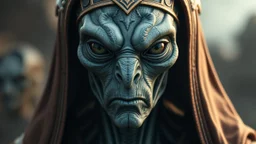 a photorealistic portrait of an alien emperor. non humanoid.