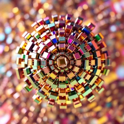 a mandelbulb 3d fractal made of metallic random color cubes a pertty artistc background