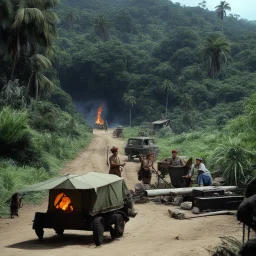 The Yalu Road around the firecamp [MASH S8.E10 by Gilligans Island] Hawkeye and BJ are cooking the last dodo