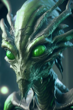 legendary creature Alien ,finely tuned detail, unreal engine 5, octane render, ultra-realistic face, green