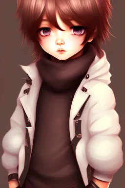 Shota, cute, brown hair, portrait, shy, blushing