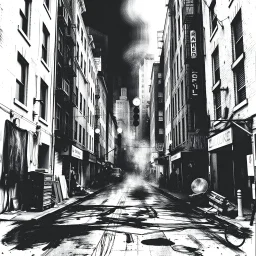 dirty back streets ghettoblaster abstract particles waves length sonic capacity black and white cube