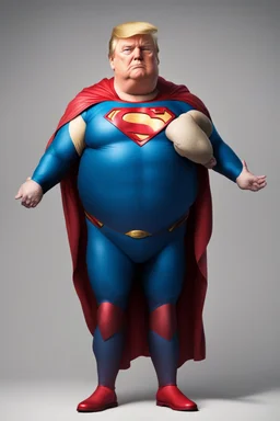 fat superman with donald trump's head