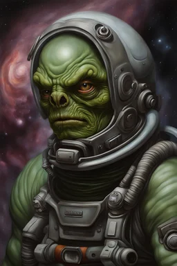 PHOTOREALISTIC oil painting space mutant, detailed