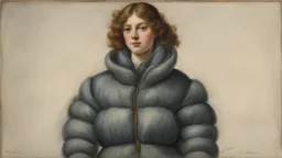 woman in puffer jacket by Andrea del sarto