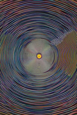 Create image Circular flow of space; Bauhaus-influenced artwork showing the echoes of sound loosely based on this diagram; make them different colors based on pitch and volume of sound that would echo in the rooms, and different thicknesses based on distance from walls