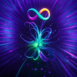 infinity symbol ∞ with vibrant single Plankton in water, striking, neon, chiaroscuro, dramatic, captivating, powerful, fantasy, beautiful, octane render, 16k post-production, artstation: award-winning: atmospheric: commanding: fantastical: clarity: ultra quality: striking: brilliance: stunning colors: amazing depth; lens: f/11, 35mm