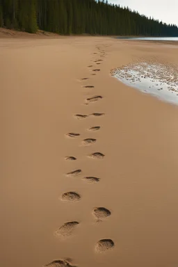 Sand Near THE WATER OF LAKE Gennisaretsky, bare footprints lead to the water. The image is in high quality in 8K.