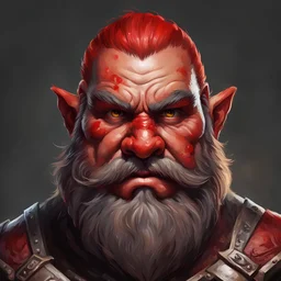 dnd, portrait of dwarf with red skin