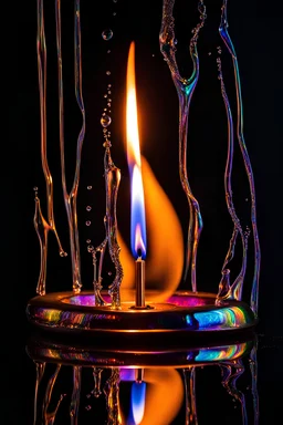 Stunning holographic candle with holographic flame and splashing water