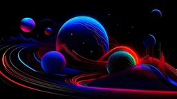 an emphasis on color and line, graphics, Space universe detailed realistic black light style 4k ultra neon