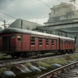 old train in wet station