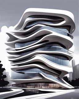 Edificio estilo Zaha Hadid art illustration