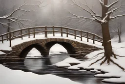 Bridge across a stream in winter, Mark Keasley