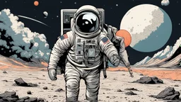 comic style, Moon landing