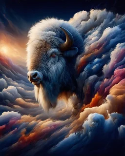 Reveal the majestic beauty of 'The Great White Buffalo' with a captivating visual representation, overflowing with precision, clarity, and vibrant colors. Utilize 4K resolution, the entire color palette, and meticulously emphasize patterns, delicate elements, and intricate textures, ensuring crystal-clear focus and seamless integration with quality standards and relevant keywords. "