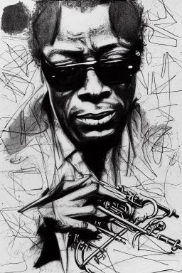 Miles Davis portrait, 8k resolution, r_drawings_rene, scribble, scribble drawing, scribble art, deviantart, rdrawings25, instagram, line draw, scribble sketch