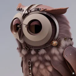 Steampunk Owl, tilt shift,miniature, extreme detail, Photorealism, macro lens 100mm, cinema4d, HDR, 8k, unreal engine 5