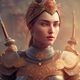 portrait of a warrior with ottoman beautiful girl themed armour, extremely detailed, UHD, 8k,The close-up camera effect,sharp focus, perfect position,hyperphotorealistic, unreal engine 5, octane render