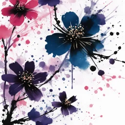 haiku Ink Samurai splatter blossoms