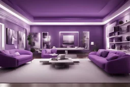 virtual reality interior design background purple