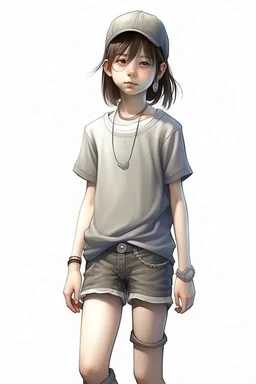 13 years girl, tomboy dress, realistic style