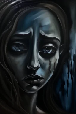 لوحة فنية تعبر عن الحزن و الظلام
