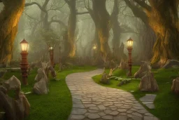 wooded stone lantern path forest