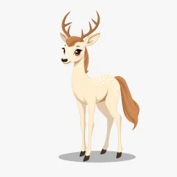 an adult female white tail deer in the cartoon style of my little pony, on neutral gray background