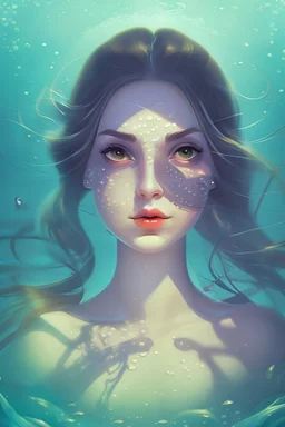 deniz altında kadın portresi