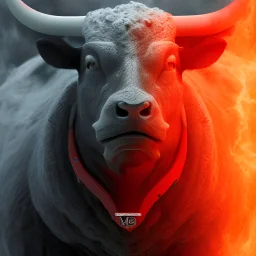 Bull, red, black, fire, lava, masterpiece, expert, 8K, hyperrealism, sharp focus, cinematic lighting