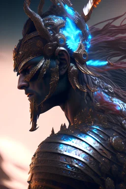 Will to power embodied in a warrior, man, mythologic, strong, psychedelic, invincible, violent, focused, godpower, divine, dark, concept art, smooth, extremely sharp detail, finely tuned detail, ultra high definition, 8 , unreal engine 5, cinematic, ultra sharp focus, fantasy