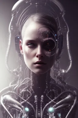 cyberpunk, head, women, portrai, face cry, eye tears, tron, cyborg, robot, cyborg, white hair, seven , perfekt, real, dream, hr giger