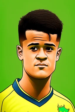 Philippe Coutinho Brazilian football player ,cartoon 2d