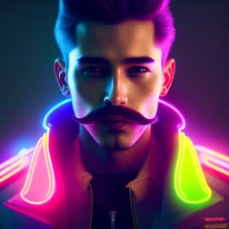 a beautiful commission portrait of a male mustache canary wearing a neon jacket, futuristic, detailed face, cyberpunk city, deviantart, artstation, art by greg rutkowski, ross tran, professional lighting, neon city, night, raytracing, highly realistic,4k,dramatic,hyperrealism