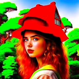 woman with a red beisball hat