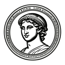 greek statue front face portrait logo, stamp.