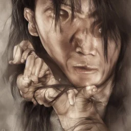 Insanely detailed portrait character of stephen chow :: perfect proportions :: flawless perfect hands :: by Artgerm, Greg Olsen, Pixar, WLOP :: hyperrealistic, hyper detailed, photorealistic :: a masterpiece, incredible composition, amazing depth, imposing, meticulously composed, 8k :: unreal engine :: Mappa studios :: detailed matte painting, deep color, fantastical, intricate detail, splash screen, complementary colors, fantasy concept art, 8k resolution trending on Artstation Unreal Engine 5