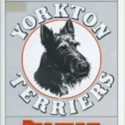 circle containing a black and white image of a Scottish terrier